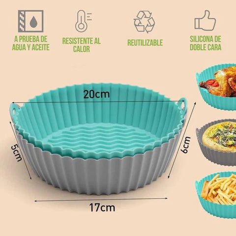 🍽️ PACK x4 MOLDES DE SILICONA PARA FREIDORA DE AIRE – COCINA LIMPIA Y SIN ESFUERZO